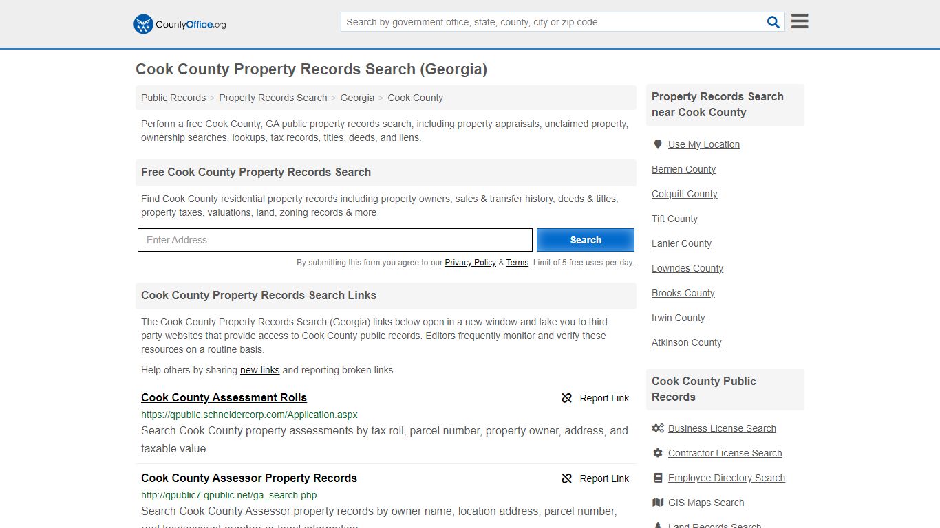 Property Records Search - Cook County, GA (Assessments, Deeds, GIS ...